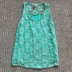 A’GACI Turquoise Open Back Tank Top Small S